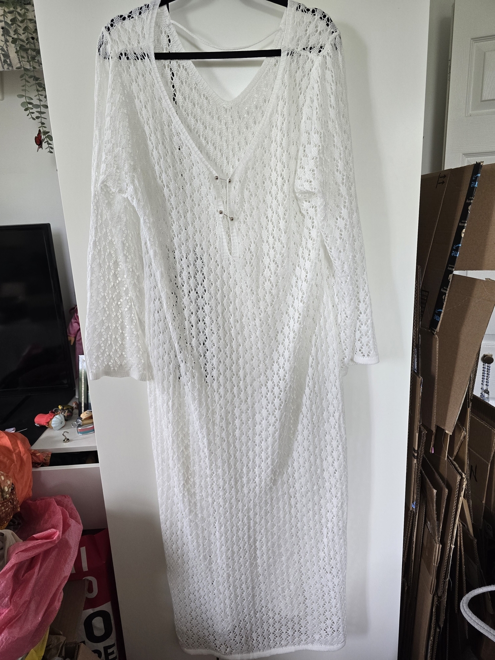 White Crochet Maxi Dress